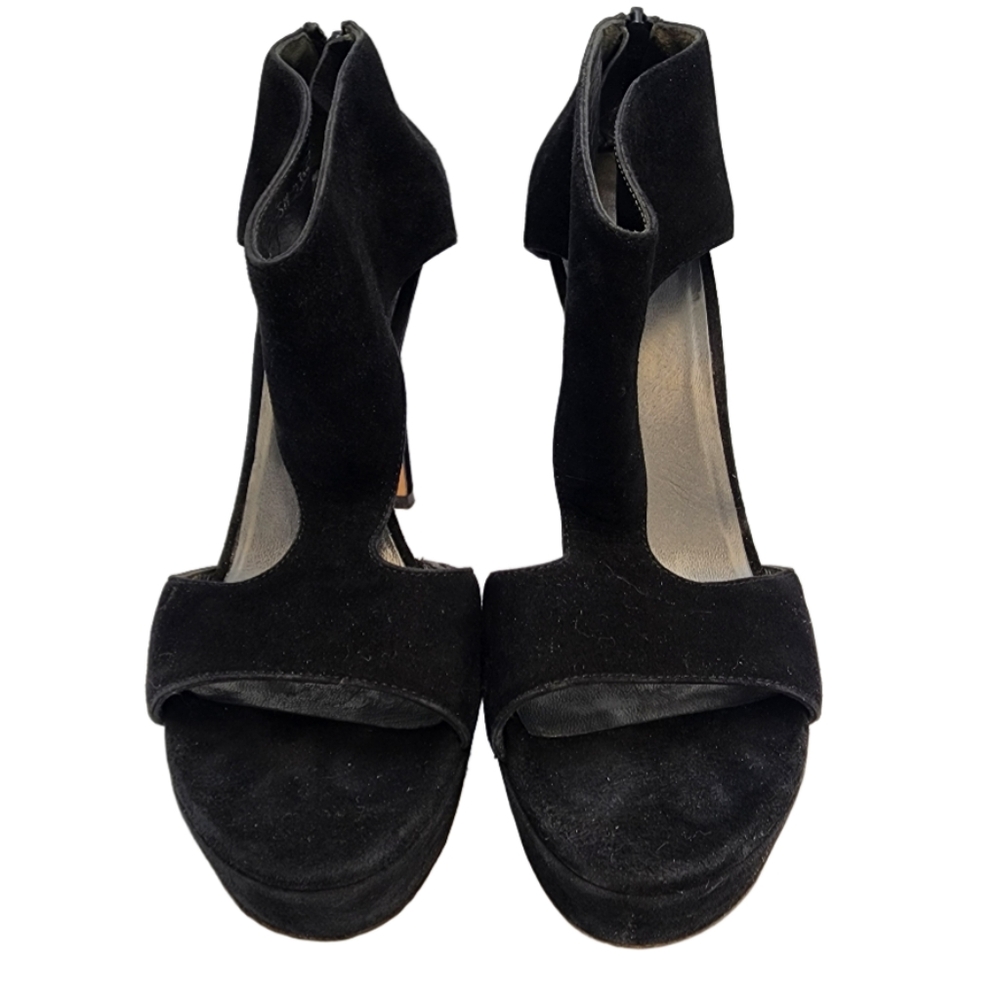 STUART WEITZMAN Elegant Black Suede High Heel Platform Sandals, Size 7½ - Picture 5 of 10